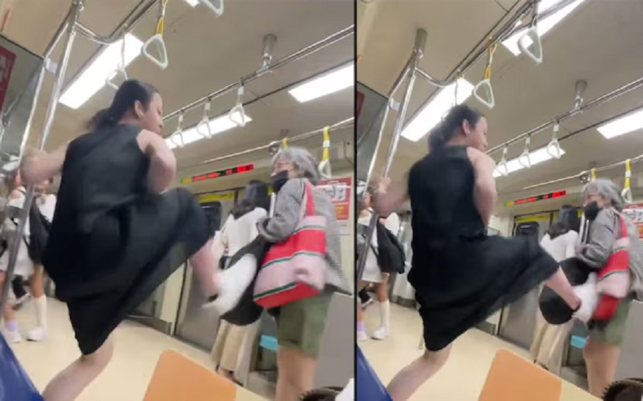 Woman Dropkick The subway becomes the WWE ring! A girl dropkicks a 73-year-old woman ...