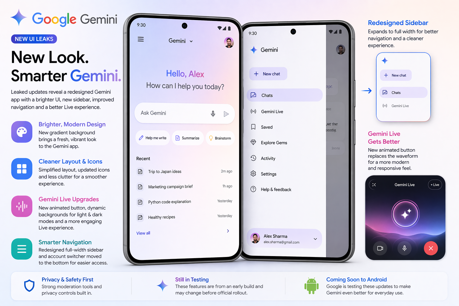 Google Gemini App Redesign Leaks: New Sidebar, Brighter UI & Smarter ...