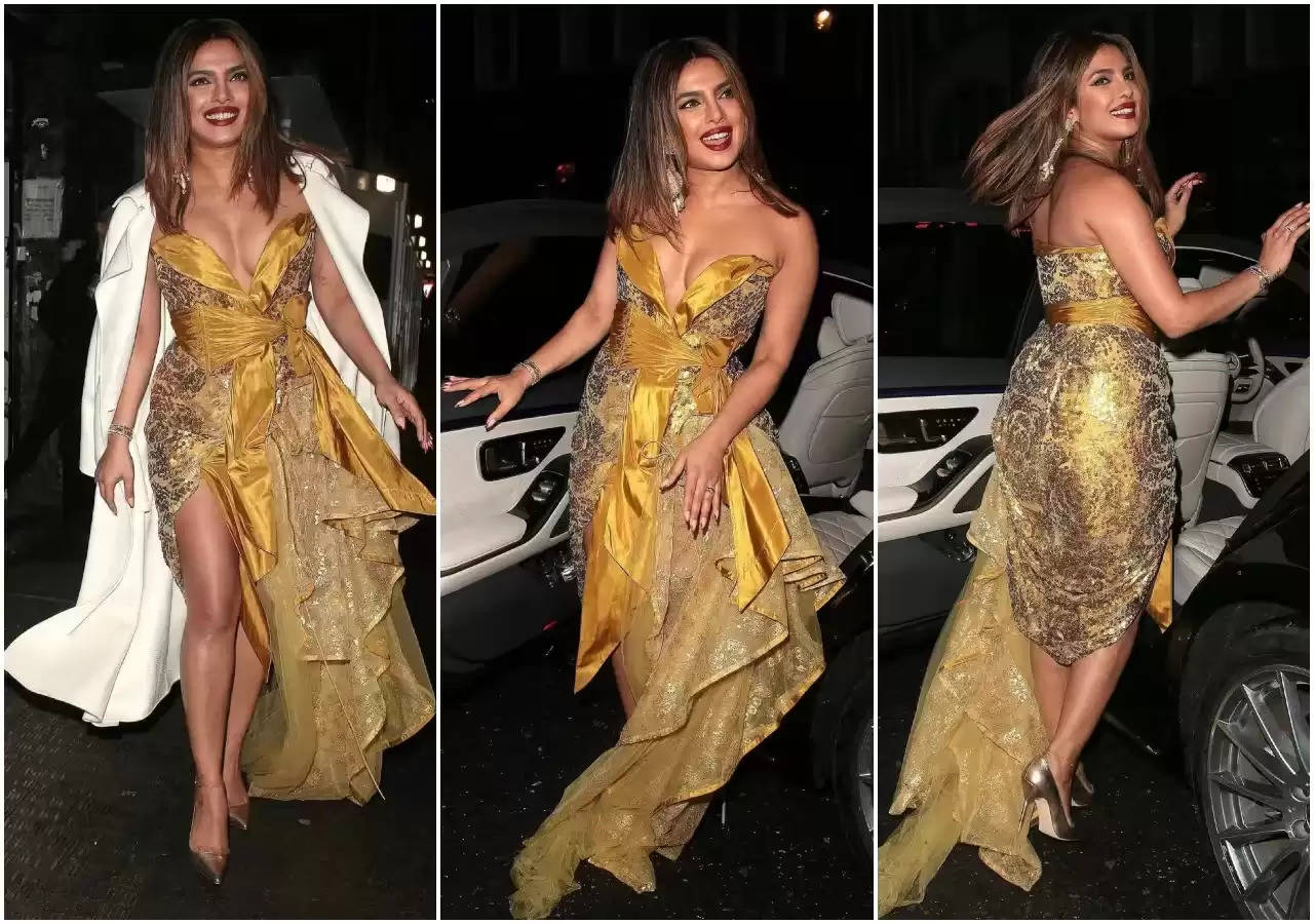 Photos: Priyanka Chopra Jonas Makes Jaw Drop In Sequin Mustard Yellow Dress, See Her Hot Photos 