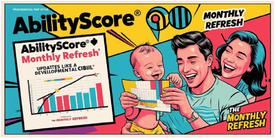 Figure 8 - Updated every 30 days, like a developmental CIBIL &mdash; AbilityScore&reg; shows real growth, not just assumptions.monthly therapy tracking, autism progress score, child improvement report, behavioral development refresh